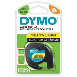 Ruban plastique Letratag - 12 mm - texte noir sur fond jaune photo du produit