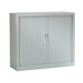 Armoire basse à rideaux - 100 x 120 cm - Gris clair photo du produit