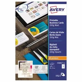 Boîte de 250 cartes de visite mates jet d'encre et laser - 85x54 mm - AVERY photo du produit