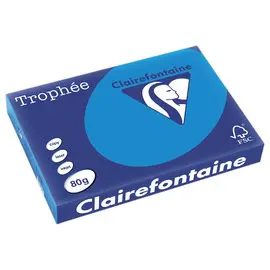 ramette de papier couleur vive A3 CLAIREFONTAINE Trophée 80g - Bleu Turquoise photo du produit