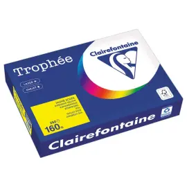 Ramette de 250 feuilles de papier couleurs vives A4  Trophée 160g - Jaune Soleil - CLAIREFONTAINE photo du produit