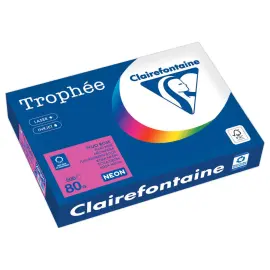 Ramette de papier couleur fluorescente A4 - Troph&eacute;e 80g - rose Fluo - Clairefontaine photo du produit