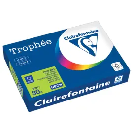 Ramette de papier couleur fluorescente A4 - Troph&eacute;e 80g - vert Fluo - Clairefontaine photo du produit