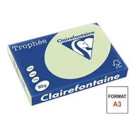 Ramette de papier couleur pastel - A3 - Trophée 80g - vert golf - CLAIREFONTAINE photo du produit