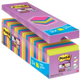 24 Notes repositionnables Super Sticky coloris assortis 7,6 x 7,6 cm - POST-IT photo du produit