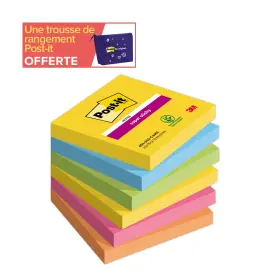 12 Blocs de 90 notes repositionnables colorées Super Sticky - POST-IT photo du produit