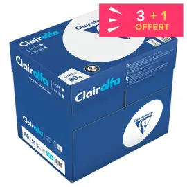 3 Cartons de 5 Ramettes papier soit 7 500 feuilles A4 Clairalfa + 1 carton de 5 ramettes offert  - 80g - Clairefontaine photo du produit