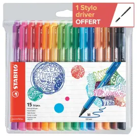 15 Stylos-feutres pointMax - Pointe moyenne - Encre eau - Coloris assorti - Stabilo photo du produit
