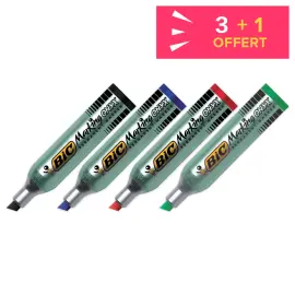 3 Minis marqueurs permanent Marking Onyx pointe biseau + 1 offert - Noir - BIC photo du produit