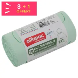 60 Sacs verts pour d&eacute;chets quotidiens - 100L - Alfapac photo du produit