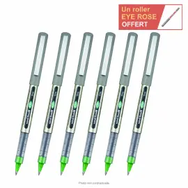 6 Stylos roller pointe m&eacute;tal Eye 157 - &Eacute;criture moyenne - Vert - UNI-BALL photo du produit