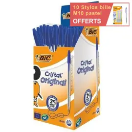 50 Stylos bille Cristal - &Eacute;criture moyenne - Bleu - BIC photo du produit