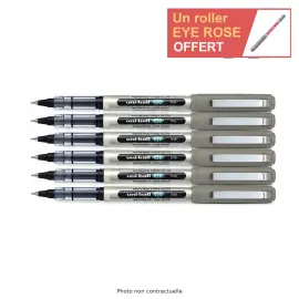 6 Stylos roller pointe m&eacute;tal Eye 157 - &Eacute;criture moyenne - Noir - UNI-BALL photo du produit