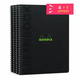 4 Cahiers + 1 offert - A5+ - 160 pages - 5x5 - Noir - Rhodia photo du produit