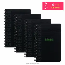4 Cahiers Rhodia polypropyl&egrave;ne recycl&eacute; + 1 offert - 160 pages A5+ - Noir - Rhodia photo du produit