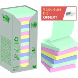 16 Blocs Z-Notes recycl&eacute;es Collection Nature - 76 x 76 mm - Post-It photo du produit