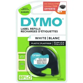 5 Rubans plastique Letratag - 12 mm - Texte noir sur fond blanc - Dymo photo du produit