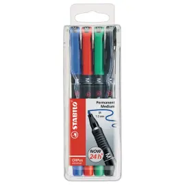 4 Marqueurs OHPen permanent medium 1 mm - Coloris assortis - Stabilo photo du produit