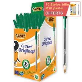 50 Stylos bille Cristal - &Eacute;criture moyenne - Vert - BIC photo du produit