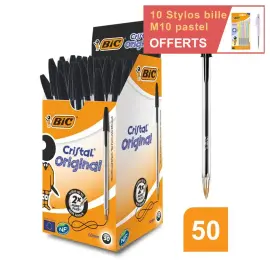 50 Stylos bille Cristal - &Eacute;criture moyenne - Noir - BIC photo du produit