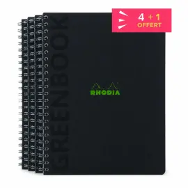 4 Cahiers Greenbook rigide + 1 offert - A4+ - 5x5 - 160 pages - Rhodia photo du produit