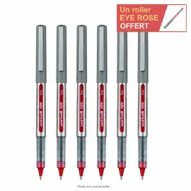 6 Stylos roller pointe m&eacute;tal Eye 157 - &Eacute;criture moyenne - Rouge - UNI-BALL photo du produit