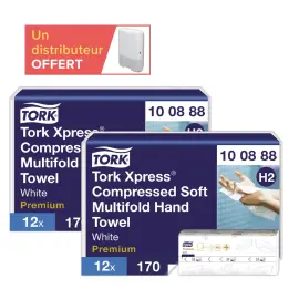 24 Paquets (2 cartons de 12) Tork Xpress M H2 + 1 distrib H2 offert photo du produit