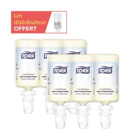 6 Recharges savon doux et parfumé Tork S4 1L + 1 distributeur S4 offert photo du produit