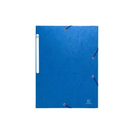 Chemises à élastiques carte lustrée 3 rabats monobloc - Bleu - EXACOMPTA photo du produit