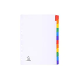 Intercalaires carte blanche 160g avec onglets couleurs renforcés - 12 positions - A4 - Blanc - EXACOMPTA photo du produit