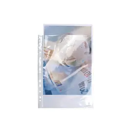 Etui carton de 100 pochettes perforées polypropylène lisse haute résistance 9/100e - A4 - Cristal - EXACOMPTA photo du produit
