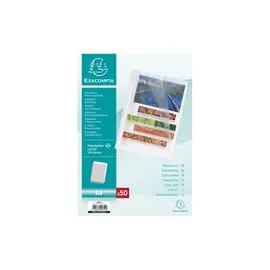 Sachet 50 pochettes coin polypropylène grainé 12/100e - A4 - Cristal - EXACOMPTA photo du produit