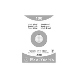 Paquet 100 fiches sous film - bristol quadrill&eacute; 5x5 non perfor&eacute; 210x297mm - Blanc - EXACOMPTA photo du produit