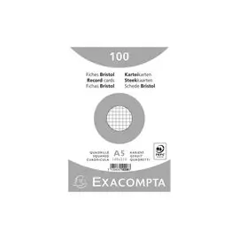 Paquet 100 fiches sous film - bristol quadrillé 5x5 non perforé 148x210mm - Blanc - EXACOMPTA photo du produit