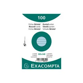 Paquet 100 fiches sous film - bristol ligné non perforé 105x148mm - Azur - EXACOMPTA photo du produit