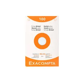 Étui de 100 fiches - bristol quadrillé 5x5 perforé 100x150mm - Couleurs assorties - EXACOMPTA photo du produit