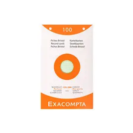 Étui de 100 fiches - bristol quadrillé 5x5 perforé 125x200mm - Couleurs assorties - EXACOMPTA photo du produit