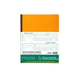 Piqûre 32x25cm Journal de caisse ou banque 5 débit - 5 crédit 33 lignes 80 pages - EXACOMPTA photo du produit