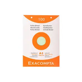 &Eacute;tui de 100 fiches - bristol quadrill&eacute; 5x5 perfor&eacute; 148x210mm - Couleurs assorties - EXACOMPTA photo du produit