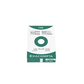 Étui de 100 fiches - bristol ligné non perforé 75x125mm - Blanc - EXACOMPTA photo du produit