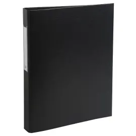 Classeur rembord&eacute; polypropyl&egrave;ne 2 anneaux ronds de 25mm sur 3eme de couverture - Noir - EXACOMPTA photo du produit