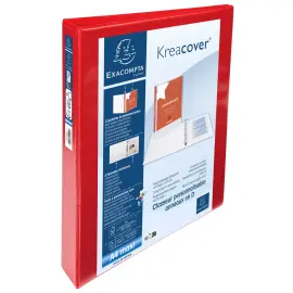 Classeur personnalisable rigide 2 poches KreaCover&reg; - 4 anneaux en D 30mm - A4 maxi - Rouge - EXACOMPTA photo du produit