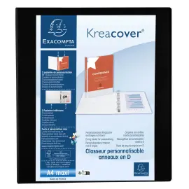 Classeur PP personnalisable Kreacover - 4 anneaux en D 40mm - A4 maxi - Noir - EXACOMPTA photo du produit
