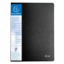 Prot&egrave;ge-documents en polypropyl&egrave;ne rigide avec porte &eacute;tiquette 3 faces Up Line Opaque 80 vues - A4 - Noir - EXACOMPTA photo du produit