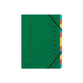 Trieur agrafé avec élastiques 12 compartiments - Vert - EXACOMPTA photo du produit