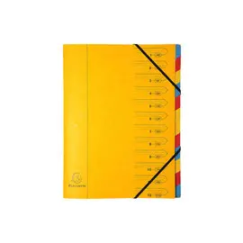 Trieur agraf&eacute; avec &eacute;lastiques 12 compartiments - Jaune - EXACOMPTA photo du produit