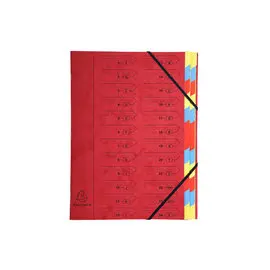 Trieur agraf&eacute; avec &eacute;lastiques 24 compartiments - Rouge - EXACOMPTA photo du produit