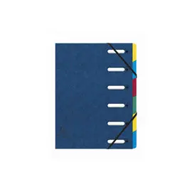 Trieur HARMONIKA® à fenêtres avec élastiques véritable carte lustrée 6 compartiments - Bleu - EXACOMPTA photo du produit