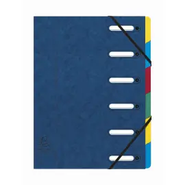 Trieur HARMONIKA&reg; &agrave; fen&ecirc;tres avec &eacute;lastiques v&eacute;ritable carte lustr&eacute;e 6 compartiments - Bleu - EXACOMPTA photo du produit