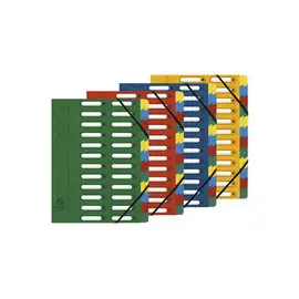 Trieur HARMONIKA&reg; &agrave; fen&ecirc;tres avec &eacute;lastiques v&eacute;ritable carte lustr&eacute;e 24 compartiments - Couleurs assorties - EXACOMPTA photo du produit